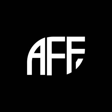 Siyah arkaplan üzerinde AFF harf logosu tasarımı. FF yaratıcı harflerin baş harfleri logo kavramı. FF harf tasarımı. 