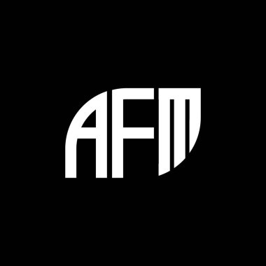 Siyah arkaplan üzerinde AFM harf logosu tasarımı. FM yaratıcı harflerin baş harfleri logo kavramı. FM harf tasarımı.. 