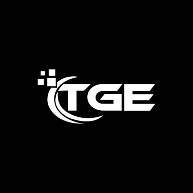 Siyah arka planda TGE harf logosu tasarımı. TGE yaratıcı harflerin baş harfleri logo kavramı. TGE harf tasarımı. 