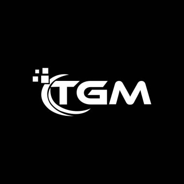 Siyah arkaplanda TGM harf logosu tasarımı. TGM yaratıcı harflerin baş harfleri logo kavramı. TGM harf tasarımı. 