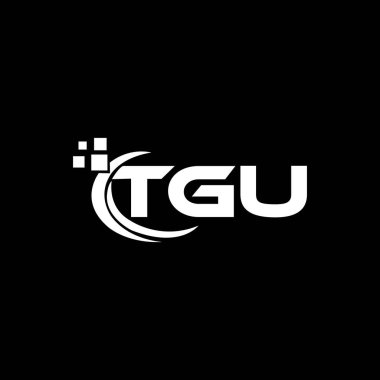 Siyah arka planda TGU harf logosu tasarımı. TGU yaratıcı harf logosu konsepti. TGU harf tasarımı. 