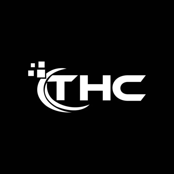 Дизайн Літер Чорному Фоні Thc Творчі Ініціали Букви Концепція Логотипу — стоковий вектор