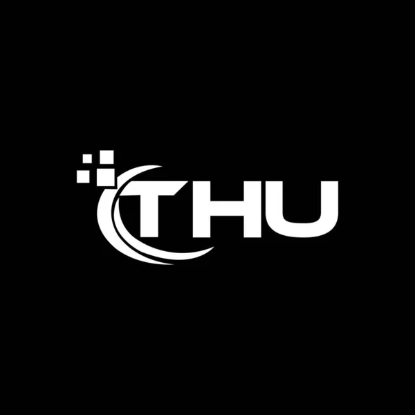 Thu Буква Логотип Дизайн Черном Фоне Творческие Инициалы Буквенно Логотипная — стоковый вектор