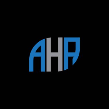 Siyah arkaplan üzerine AHA harf logosu tasarımı. HA yaratıcı harflerin baş harfleri logo kavramı.. 