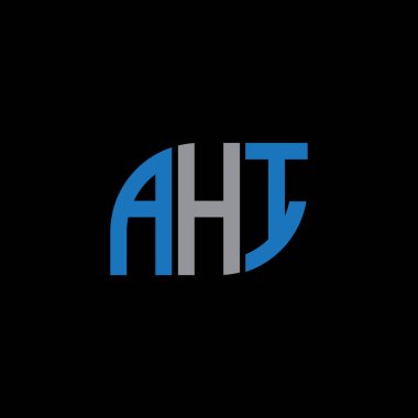 Siyah arkaplan üzerinde AHI harf logosu tasarımı. HI yaratıcı harf logosu kavramı. HI harf tasarımı. 