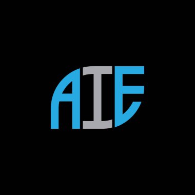 Siyah arkaplan üzerine AIE harf logosu tasarımı. Yaratıcı harflerin baş harfleri logo kavramı.. 