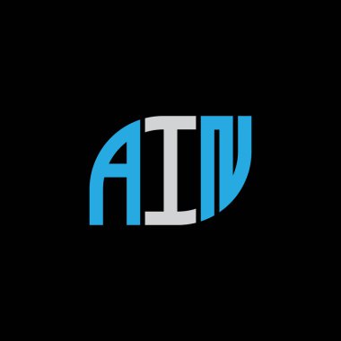 Siyah arkaplan üzerinde AIN harf logosu tasarımı. Yaratıcı harflerin baş harfleri logo kavramı. IN harf tasarımı. 