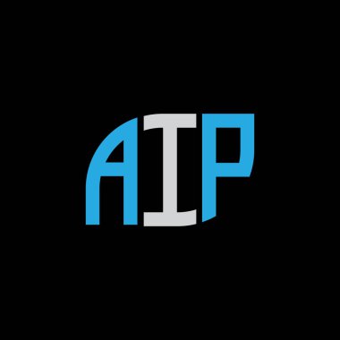 Siyah arkaplan üzerinde AIP mektup logosu tasarımı. IP yaratıcı harflerin baş harfleri logo kavramı. IP harf tasarımı. 