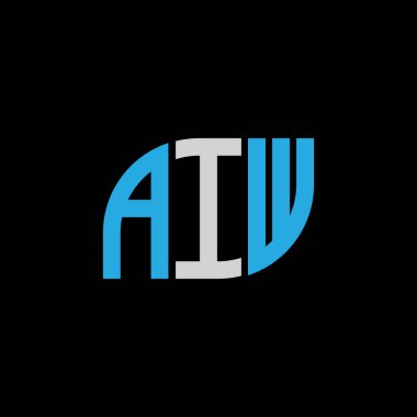 Siyah arkaplan üzerinde AIW harf logosu tasarımı. IW yaratıcı harflerin baş harfleri logo kavramı. IW harf tasarımı. 