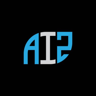 Siyah arkaplan üzerinde AIZ harf logosu tasarımı. Yaratıcı harflerin baş harfleri logo kavramı.. 