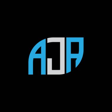 Siyah arkaplan üzerinde AJA harf logosu tasarımı. JA yaratıcı harflerin baş harfleri logo kavramı. JA harf tasarımı. 