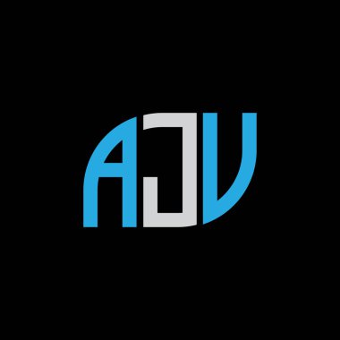 Siyah arkaplan üzerinde AJV harf logosu tasarımı. JV yaratıcı harflerin baş harfleri logo kavramı. JV harf tasarımı. 