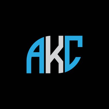 Siyah arkaplan üzerinde AKC harf logosu tasarımı. KC yaratıcı harflerin baş harfleri logo kavramı.. 
