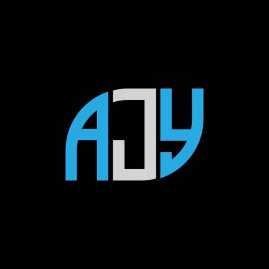 Siyah arkaplan üzerine AJY harf logosu tasarımı. JY yaratıcı harflerin baş harfleri logo kavramı. JY harf tasarımı.. 