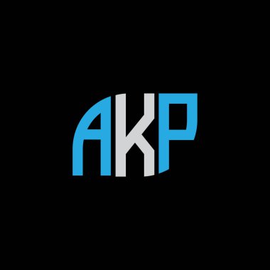 Siyah arkaplan üzerine AKP harf logosu tasarımı. KP yaratıcı harflerin baş harfleri logo kavramı.. 