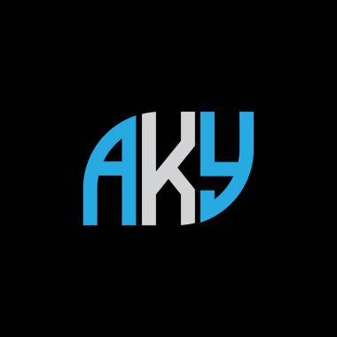 Siyah arkaplan üzerinde AKY harf logosu tasarımı. KY yaratıcı harflerin baş harfleri logo kavramı.. 