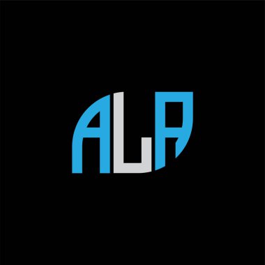 ALA harf logosu tasarımı siyah arkaplan üzerinde. ALA yaratıcı harflerin baş harfleri logo kavramı. ALA harf tasarımı.. 