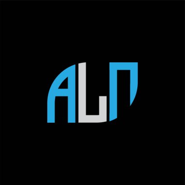 ALN harf logo tasarımı siyah arkaplan üzerinde. ALN yaratıcı harflerin baş harfleri logo kavramı. ALN harf tasarımı.. 