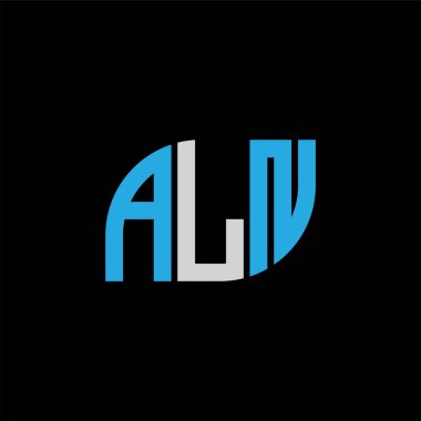 ALN harf logo tasarımı siyah arkaplan üzerinde. ALN yaratıcı harflerin baş harfleri logo kavramı. ALN harf tasarımı.. 