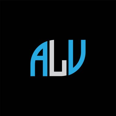 Siyah arkaplan üzerinde ALV harfi logo tasarımı. ALV yaratıcı harflerin baş harfleri logo kavramı. ALV harf tasarımı.. 