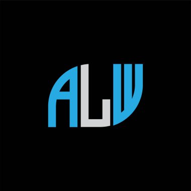 ALW harf logo tasarımı siyah arkaplan üzerinde. ALW yaratıcı harflerin baş harfleri logo kavramı. ALW harf tasarımı.. 