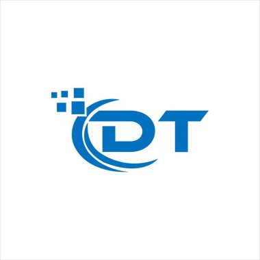 Beyaz arka planda DT harf logosu tasarımı. Yaratıcı harflerin baş harfleri logo konsepti. DT harf tasarımı. 