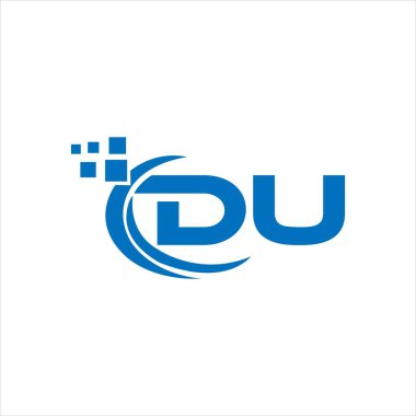 Beyaz arka planda DU harf logosu tasarımı. Yaratıcı harflerin baş harfleri logo kavramı. DU harf tasarımı. 