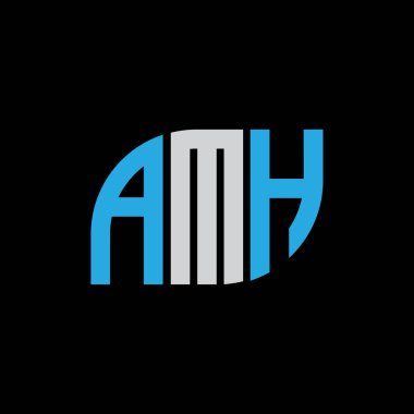 AMH letter logo design on black background.AMH creative initials letter logo concept.AMH letter design. 
