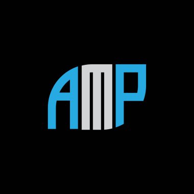 AMP letter logo design on black background.AMP creative initials letter logo concept.AMP letter design. 