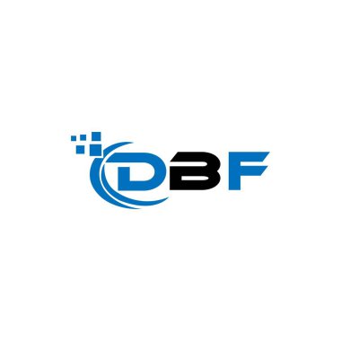 Beyaz arka planda DBF harf logosu tasarımı. DBF yaratıcı harflerin baş harfleri logo kavramı. DBF harf tasarımı. 