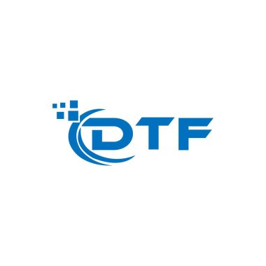 Beyaz arka planda DTF harf logosu tasarımı. DTF yaratıcı harf logosu konsepti. DTF harf tasarımı. 