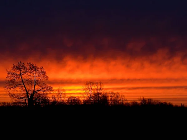 Magical Orange Black Sunset — Stock Photo, Image