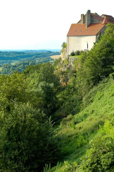 Casa Topo Uma Colina Alpes Franceses — Fotografia de Stock