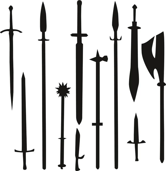 Medieval Weapons silhouettes — Stock Vector © salimgor #73260353