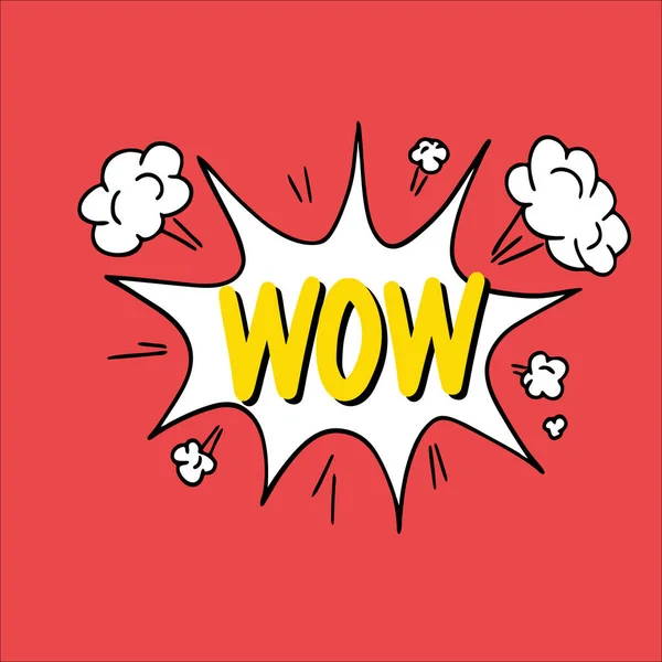 Lettering Wow with boom effect explosion, comic or pop art style, raster illustration