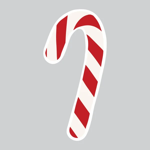 お菓子の杖とクリスマスステッカー 印刷のための準備ができて休日の要素 ベクトルイラスト — ストックベクタ