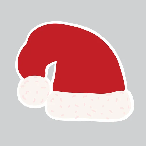 Weihnachtsaufkleber Mit Weihnachtsmütze Feiertagselement Druckfertig Vektorillustration — Stockvektor