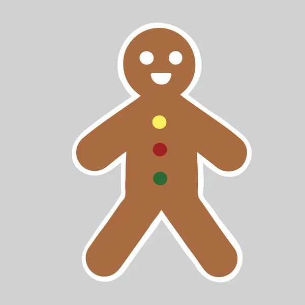 Adesivo Natale Con Pan Zenzero Uomo Cookie Elemento Vacanza Pronto — Vettoriale Stock