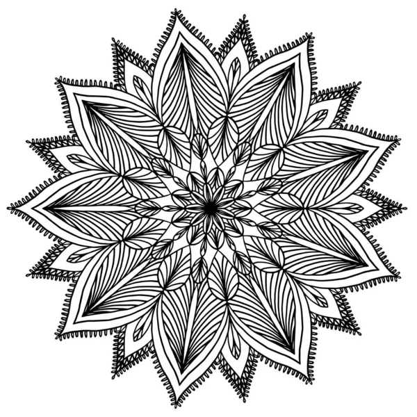 Modèle Mandala Dessiné Main Pour Livre Colorier Flocon Neige Hiver — Image vectorielle