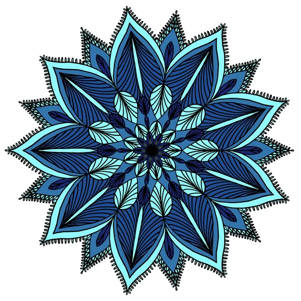 Patrón Mandala Dibujado Mano Colorido Copo Nieve Invierno Ilustración Vectorial — Vector de stock