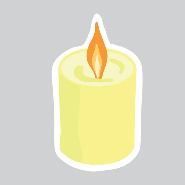 Christmas Sticker Burning Candle Holiday Element Ready Print Raster Illustration — Stock Photo, Image