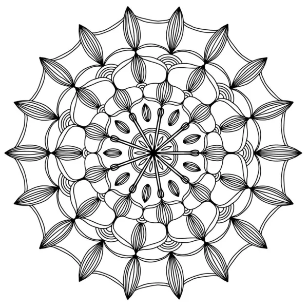 Mandala Avec Des Éléments Géométriques Pour Livre Colorier Stress Thérapie — Photo
