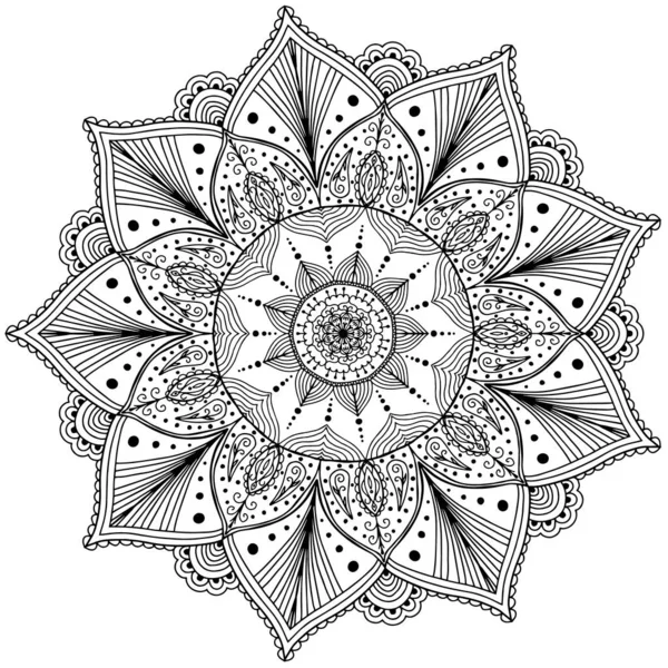 Mandala Modèle Avec Des Éléments Floraux Pour Livre Colorier Stress — Photo