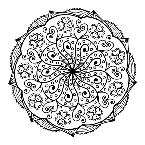 Modèle Mandala Dessiné Main Avec Des Éléments Floraux Pour Livre — Photo