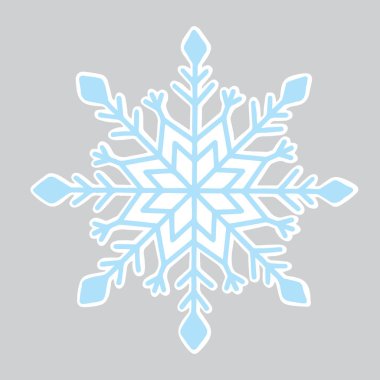 Buzlu kar taneli Noel çıkartması, basılmaya hazır tatil unsuru, raster illüstrasyonu