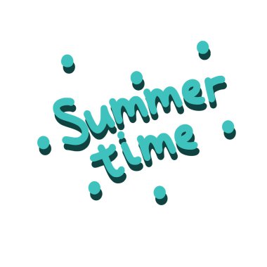 El çizimi harf cümlesi Yaz zamanı gölgeli, noktalarla veya damlalarla süslenmiş, vektör illüstrasyonu