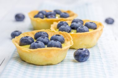 Limon Lor ve yaban mersini, closeup ile tartlets