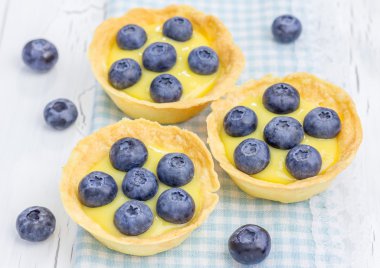 Limon Lor ve yaban mersini, closeup ile tartlets