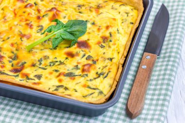 Formu, closeup pişirme içinde ricotta ıspanak pasta