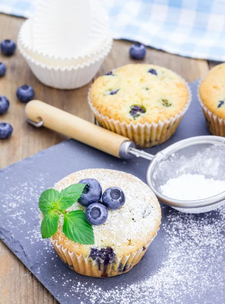 Muffins de mirtilo caseiros — Fotografia de Stock